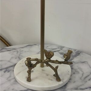 Brass Bird Branch Table Accent on Marble Base